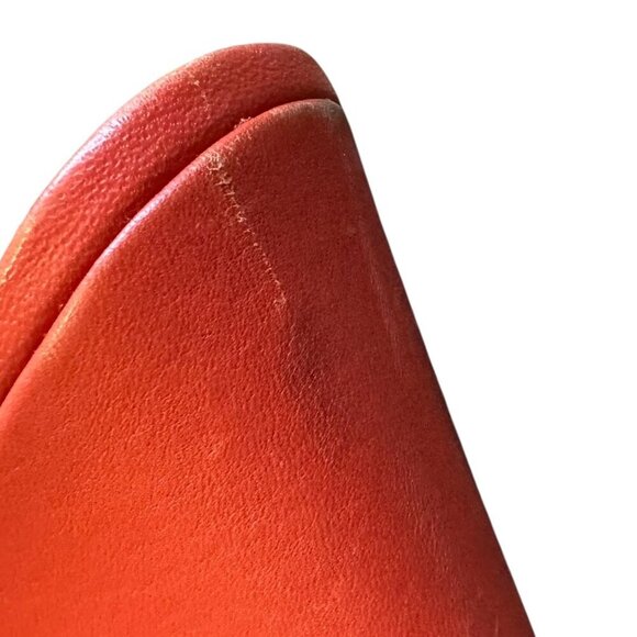 Charly Amar Leather Wedge Sandals Slides Bold Coral Strappy Size 10 Women's - Picture 10 of 14